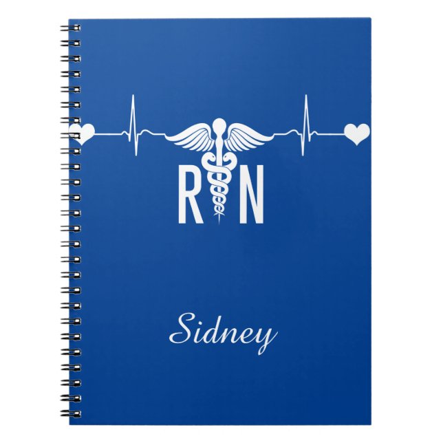 Caderno Espiral Símbolo de Caduceus EKG para Enfermeiro Registrado (Frente)