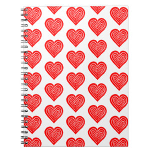 Caderno Espiral Símbolo de Cartão Vermelho Forma Coração Forma Lin