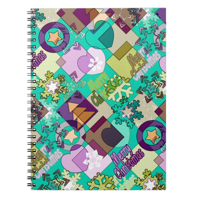Caderno Espiral Símbolo de design de Natal de abstrato patchwork n (Frente)