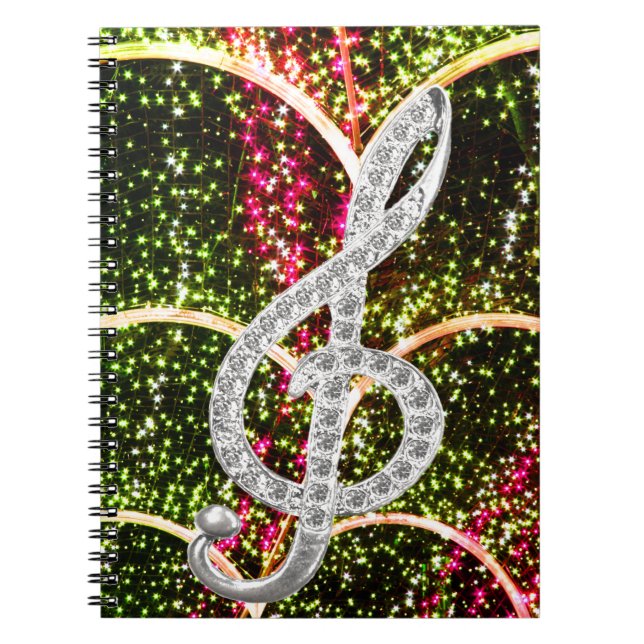 Caderno Espiral Símbolo de Gclef do piano (Frente)