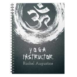 Caderno Espiral Símbolo de instrutor de meditação YOGA Black White
