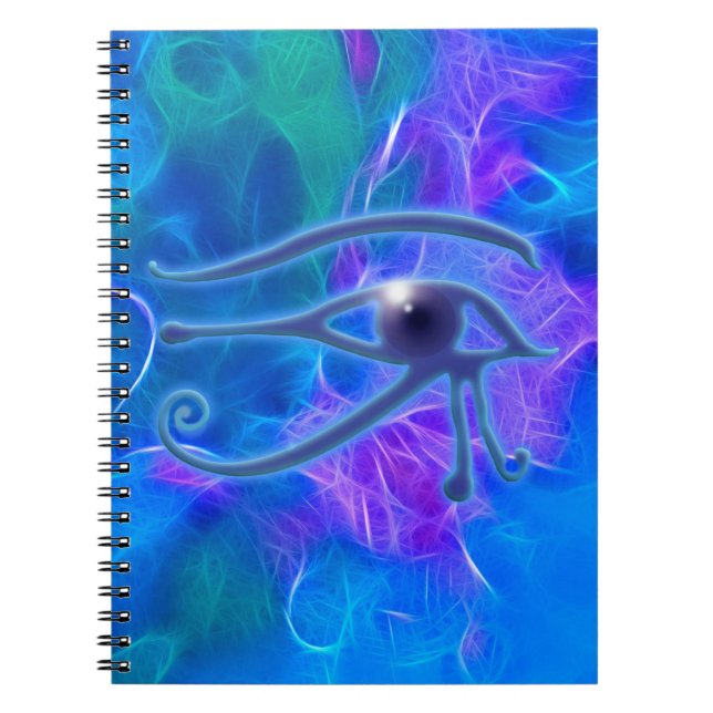 Caderno Espiral Símbolo de Jato de Vento Egípcio Antigo Olho de Ra (Frente)