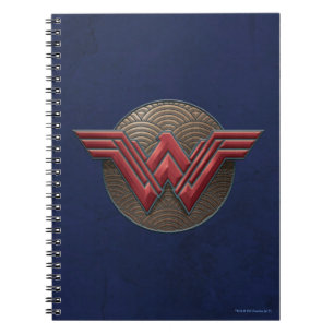 Caderno Espiral Símbolo de Mulher Maravilha sobre Círculos Conce