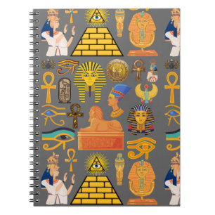 Caderno Espiral Símbolo de Padrão Antigo Egípcio Hieróglifo