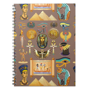Caderno Espiral Símbolo de Padrão Hieroglífico do Antigo Egito