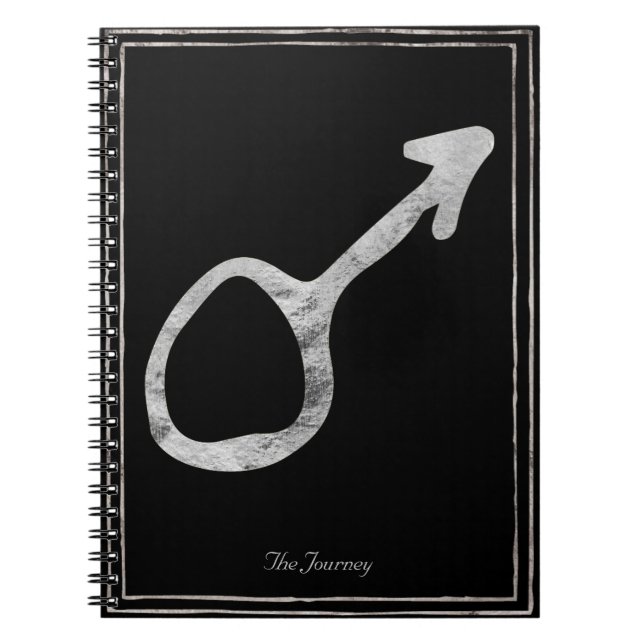 Caderno Espiral Símbolo de planeta Marte estilizado prateado marte (Frente)