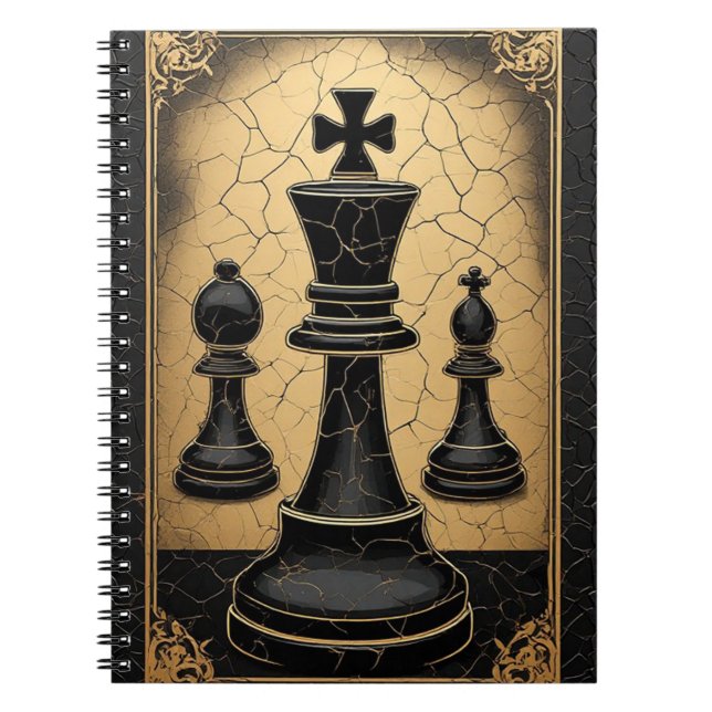 Caderno Espiral Símbolo de Poder do Rei de Xadrez Dourado ♛ (Frente)