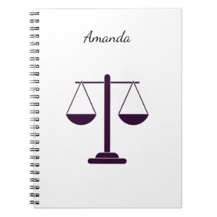 Caderno Espiral Símbolo de Serviços Jurídicos Escalas da Justiça