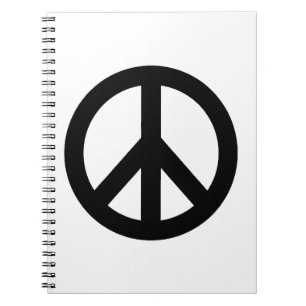 Caderno Espiral Símbolo de Sinal de Paz Branco Preto