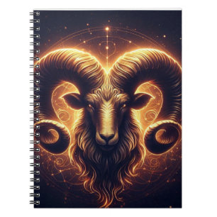 Caderno Espiral Símbolo do Zodíaco Áries Dourado