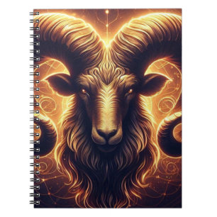 Caderno Espiral Símbolo do Zodíaco Áries Dourado