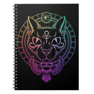 Caderno Espiral Símbolo Egípcio do Gato Basteta Horus Scarab Egito