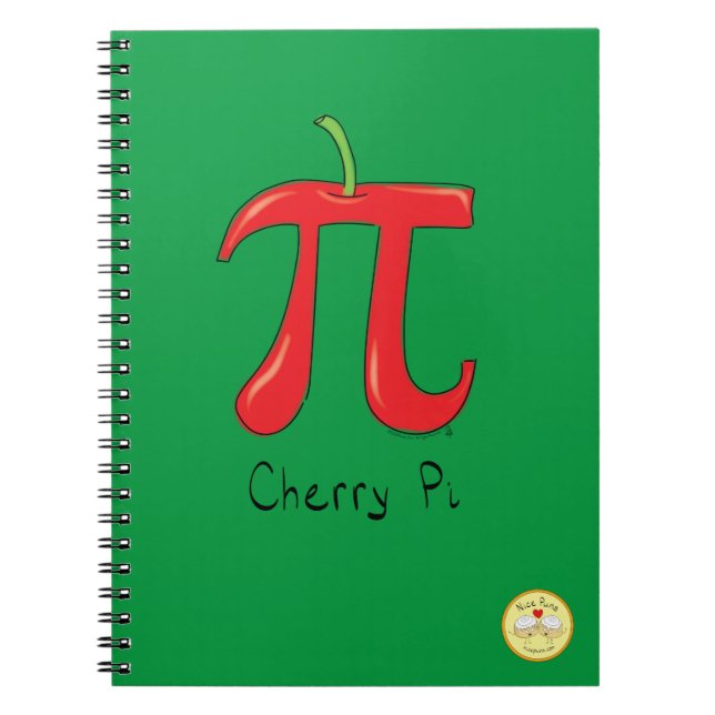 Caderno Espiral Símbolo Engraçado Math Cherry Pi (Frente)