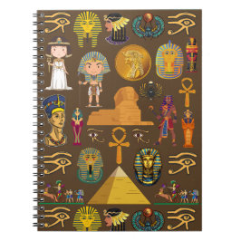Caderno Espiral Símbolo Hieroglífico Antiguo Egípcio - Padrão