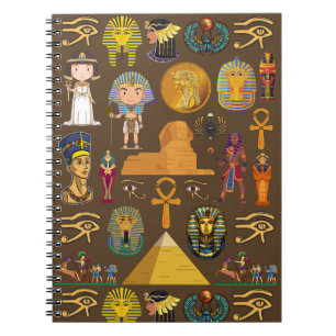 Caderno Espiral Símbolo Hieroglífico Antiguo Egípcio - Padrão