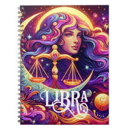 Caderno Espiral Símbolo Horoscópico Libra Zodiac Arte Mística Eéti