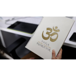 Caderno Espiral Símbolo OM branco e Dourado Instrutor de Meditação