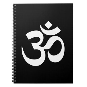 Caderno Espiral Símbolo preto e branco do OM