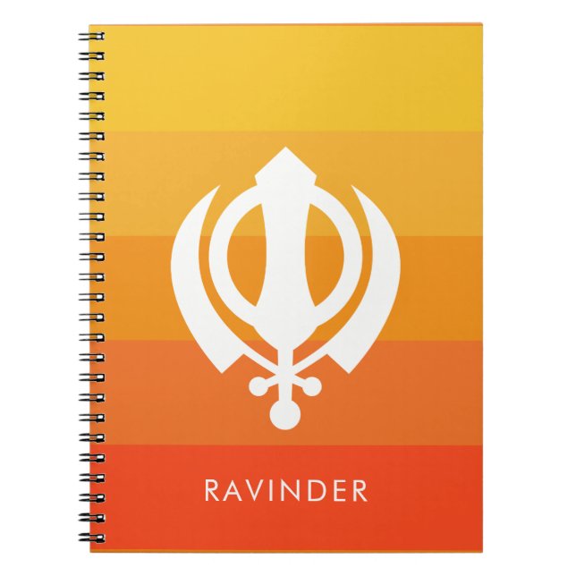 Caderno Espiral Símbolo Sikh Khanda - Notebook Personalizado (Frente)