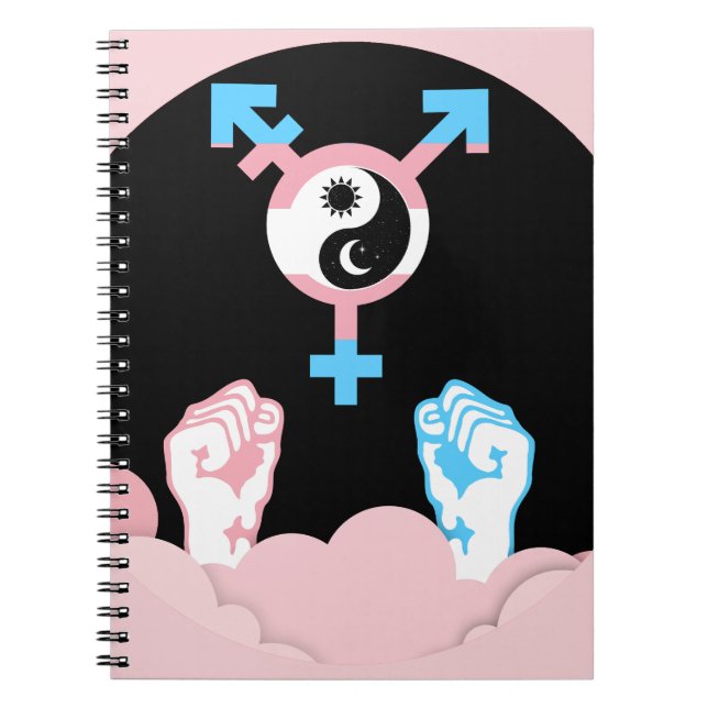 Caderno Espiral Símbolo Transgênero Sol e Lua Poder e Equilíbrio (Frente)