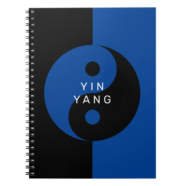 Caderno Espiral Símbolo Yin Azul e Yang, notebook personalizado (Frente)