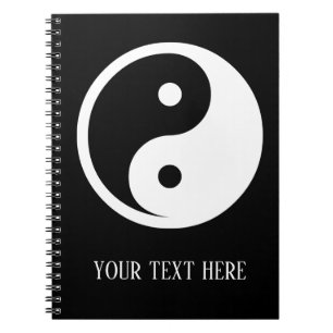Caderno Espiral Símbolo Yin Yang - desenho de tatuagem sólido 2