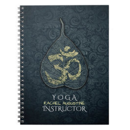 Caderno Espiral Símbolo YOGA preto e Dourado Bodhi Leaf OM