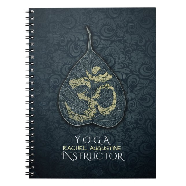 Caderno Espiral Símbolo YOGA preto e Dourado Bodhi Leaf OM (Frente)