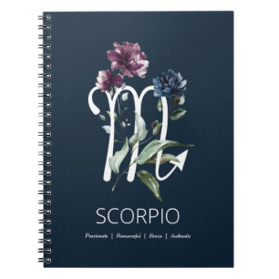 Caderno Espiral Símbolo Zodiac - Sinal de Estrela Moderno Floral E
