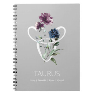 Caderno Espiral Símbolo Zodiac Star Taurus