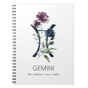Caderno Espiral Símbolo Zodíaco - estrela Elegante Gemini