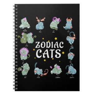 Caderno Espiral Símbolo Zodíaco Gato Astrologia do Pão