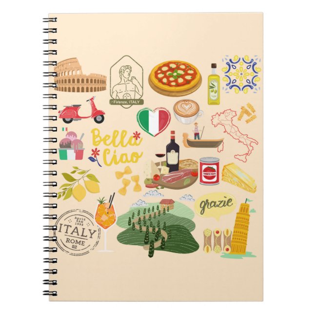 Caderno Espiral Símbolos da Itália (Frente)