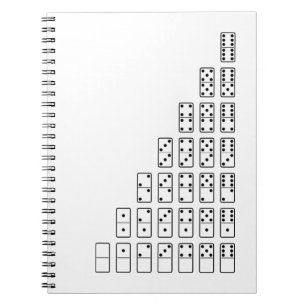 Caderno Espiral Símbolos preto e branco do dominó do design