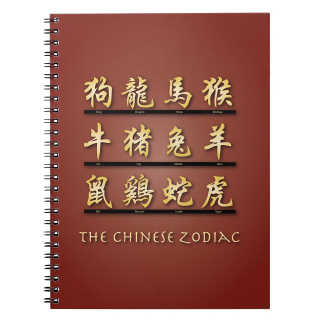 Caderno Espiral Símbolos Zodiáticos Chineses (Frente)