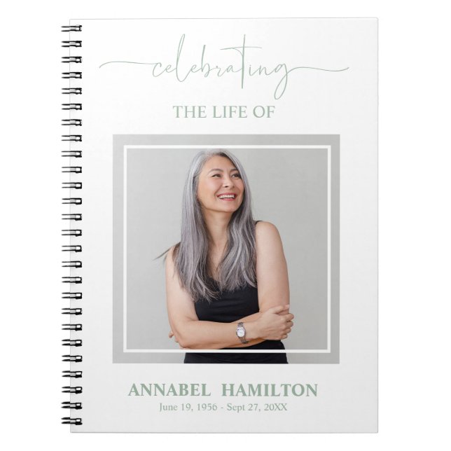 Caderno Espiral Simple Elegant Memorial Funeral Fotografia Guest B (Frente)
