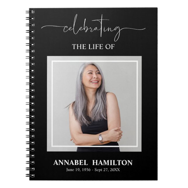 Caderno Espiral Simple Elegant Memorial Funeral Fotografia Guest B (Frente)