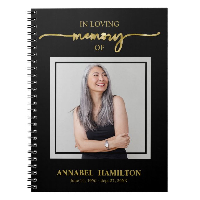 Caderno Espiral Simple Elegant Memorial Funeral Fotografia Guest B (Frente)
