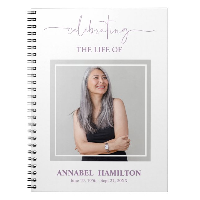 Caderno Espiral Simple Elegant Memorial Funeral Fotografia Guest B (Frente)
