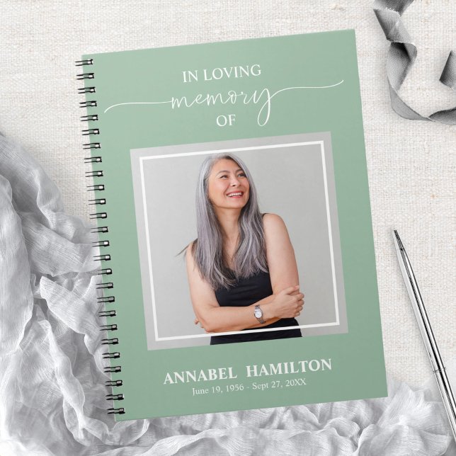 Caderno Espiral Simple Elegant Memorial Funeral Fotografia Guest B (Criador carregado)