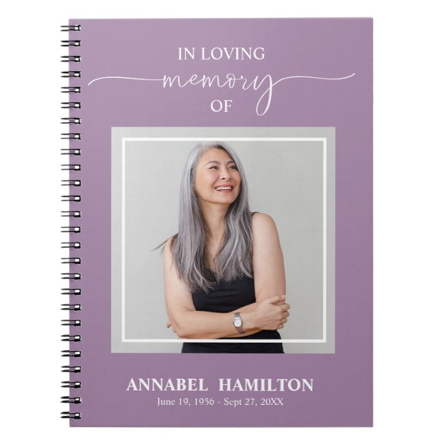 Caderno Espiral Simple Elegant Memorial Funeral Fotografia Guest B (Frente)