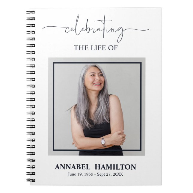 Caderno Espiral Simple Elegant Memorial Funeral Fotografia Guest B (Frente)