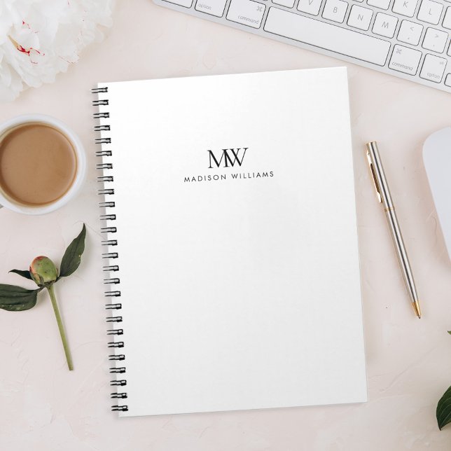 Caderno Espiral Simple Elegant Modern Monogram (Criador carregado)
