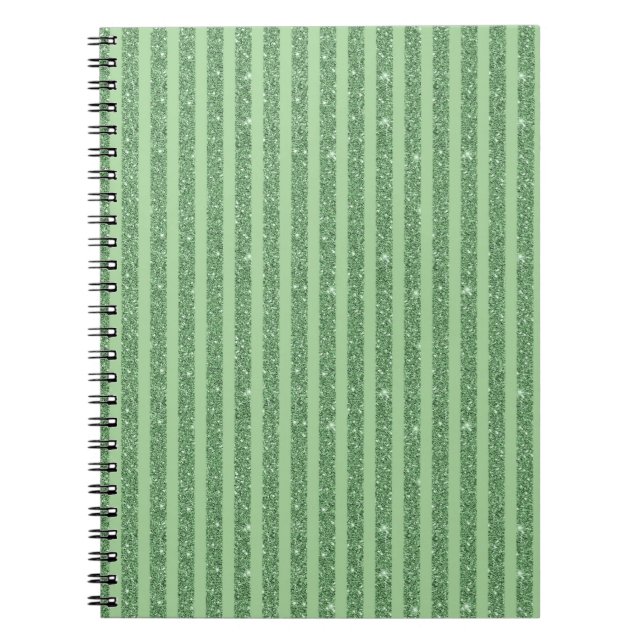 Caderno Espiral Simple Forest Green Glitter Style Vertical Stripes (Frente)