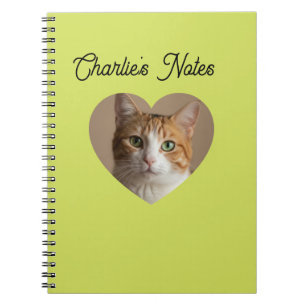 Caderno Espiral Simple Green Pet Gato Quadro de Coração Volta às A
