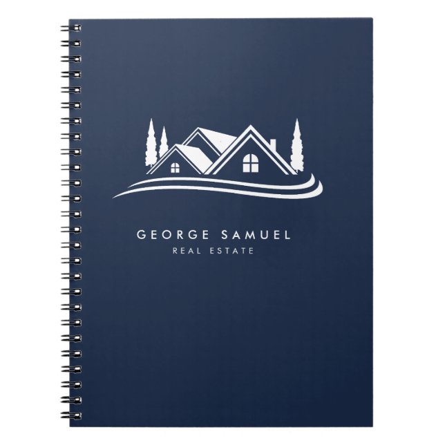 Caderno Espiral Simple Home Logo Navy Blue Realtor, Real Estate (Frente)
