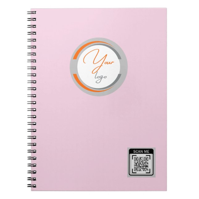 Caderno Espiral Simple Logo QR Code Business Pink (Frente)