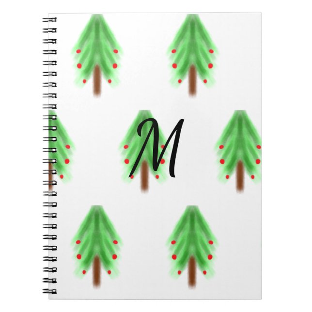 Caderno Espiral Simple watercolor Christmas pattern add monogram  (Frente)