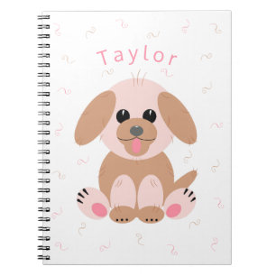 Caderno Espiral Simples Cartoon Personalizado Puppy Dog Pastel
