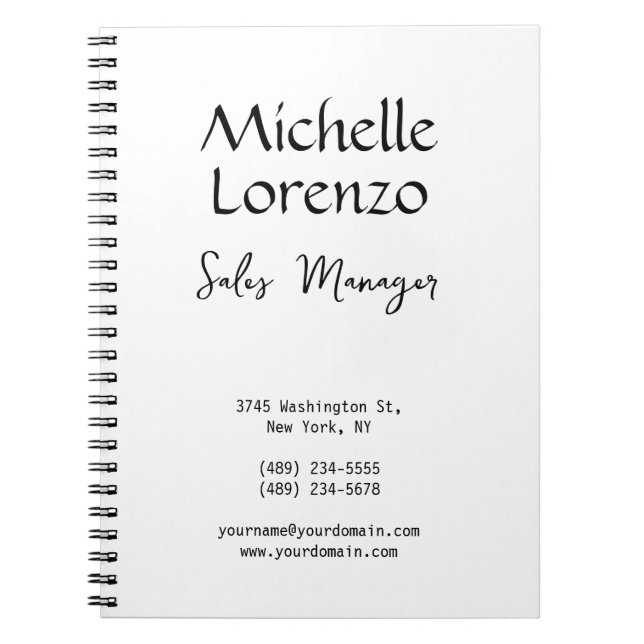 Caderno Espiral Simples e profissional preto e branco (Frente)